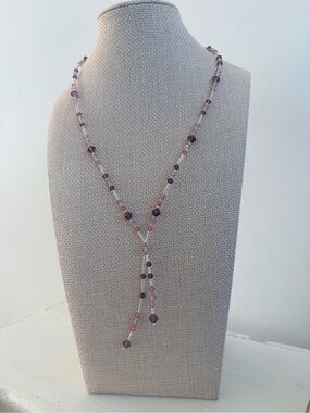 Premier Designs Pink & Purple Beaded Lariat Necklace